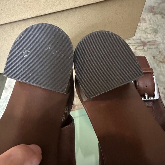 Vintage Lauren Ralph Lauren Odessa Brown Leather Peep-Toe Heeled Sandals Size 9M - Picture 12 of 12